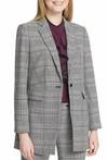 Calvin Klein Womens One Button Jacket, Black/Multi, Size 10