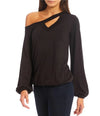 Michael Michael Kors One-Shoulder Keyhole Top, Black, PXL
