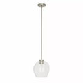 Cresswell Lighting 9in Modern Brushed Nickel Clear Glass Round Mini Pendant Ceili