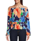 Ralph Lauren Floral Womens Multicolor Ruffle Peplum Off the Shoulder top, size M