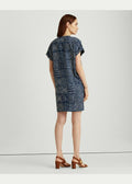 Lauren Ralph Lauren Linen Geometric Shift Dress Dark, Size 6