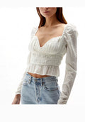 Free People Chloe Smocked Tie Back Top, Size Medium