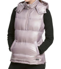 DKNY Women's Quarter-Zip Hooded Vest Metallic Static, Size Large