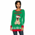 Blizzard Bay Women's Ugly Sweater Bah Hum Pug, Cloverfield, Size Large