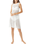 Carmen Marc Valvo White Sequin High-Neck Swim Dress Cover-Up, Size XL