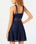 City Studios Juniors Lace Fit & Flare Dress Navy, Size 13
