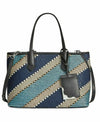 Calvin Klein Womens Jacky Raffia Leather Trim Tote Handbag