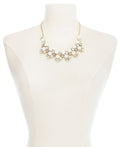 Inc Gold-Tone Stone and Glass Multi-Cluster Statement Necklace