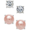 Charter Club Silver-Tone 2-Pc. Set Crystal & Imitation Pearl Stud Earrings