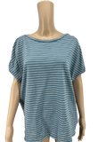 Ralph Lauren Womens Striped Crewneck, Lace-Shoulder Top, Size XL
