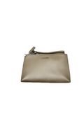 Calvin Klein Saffiano Leather Wristlet, Metallic Taupe/Silver