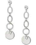 Inc Crystal and Disc Charm Linear Drop Earrings